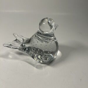 Vintage Art Glass Bird Paperweight Figurine Bullicante‎ Controlled Bubble